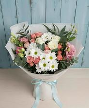 Букет цветов из:  Розы, Лизиантусы и Хризантемы в Топчихе