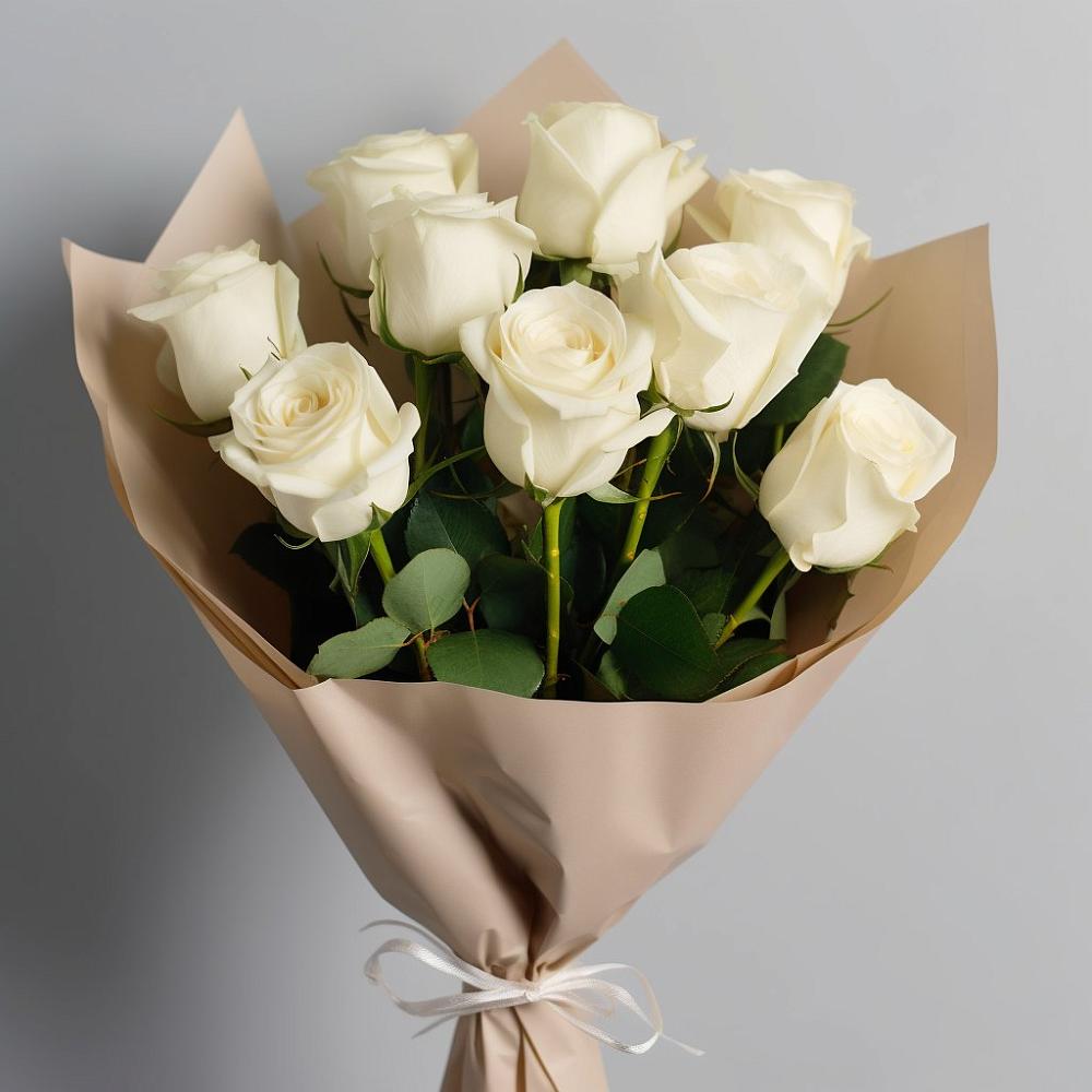 Букет 9 Белых роз Эдлесс Лав в Топчихе