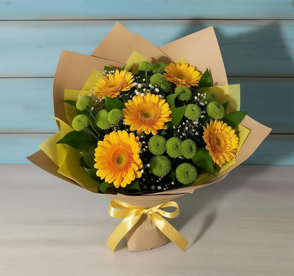 Букет цветов из: Герберы и Хризантемы в Топчихе