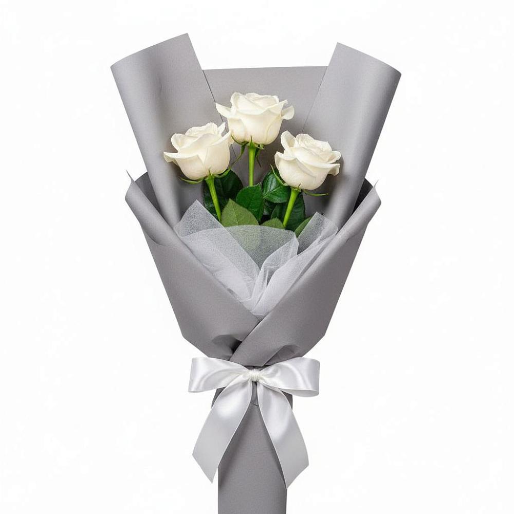 Букет 3 белые розы в Топчихе