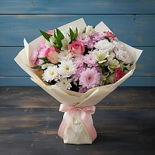 Букет цветов из:  Хризантемы, Альстромерии и Розы #REPLACE_PRED# Топчихе