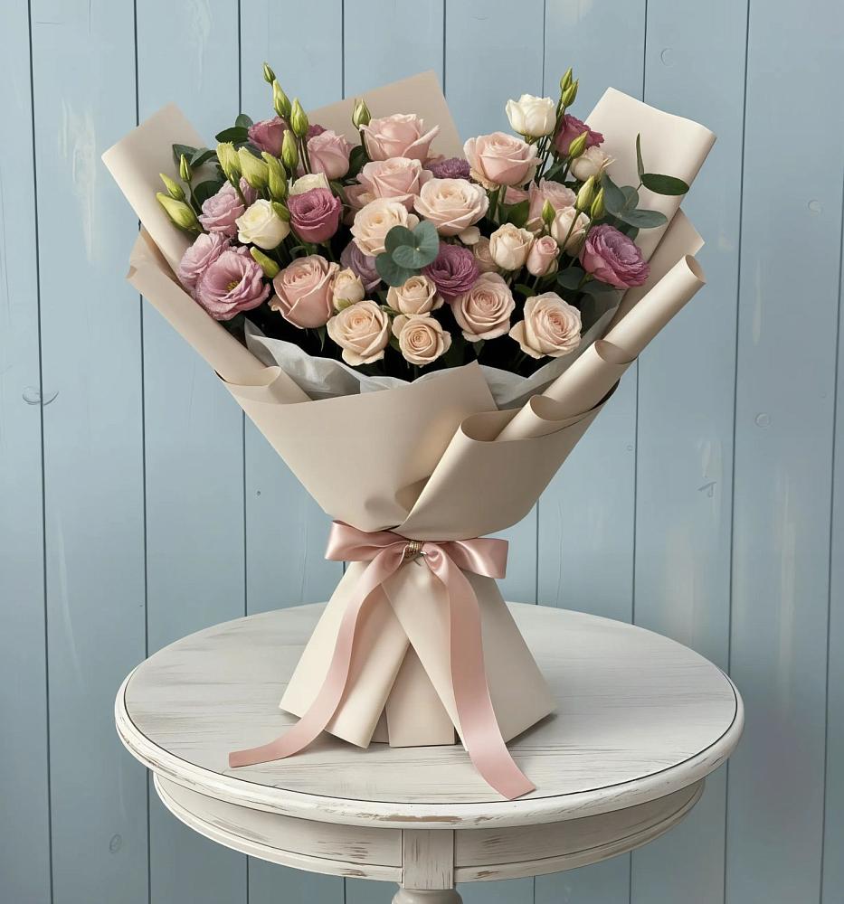 Букет цветов из: Розы и Лизиантусы в Топчихе