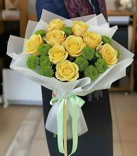 Букет цветов из:  Хризантемы и Розы #REPLACE_PRED# Топчихе