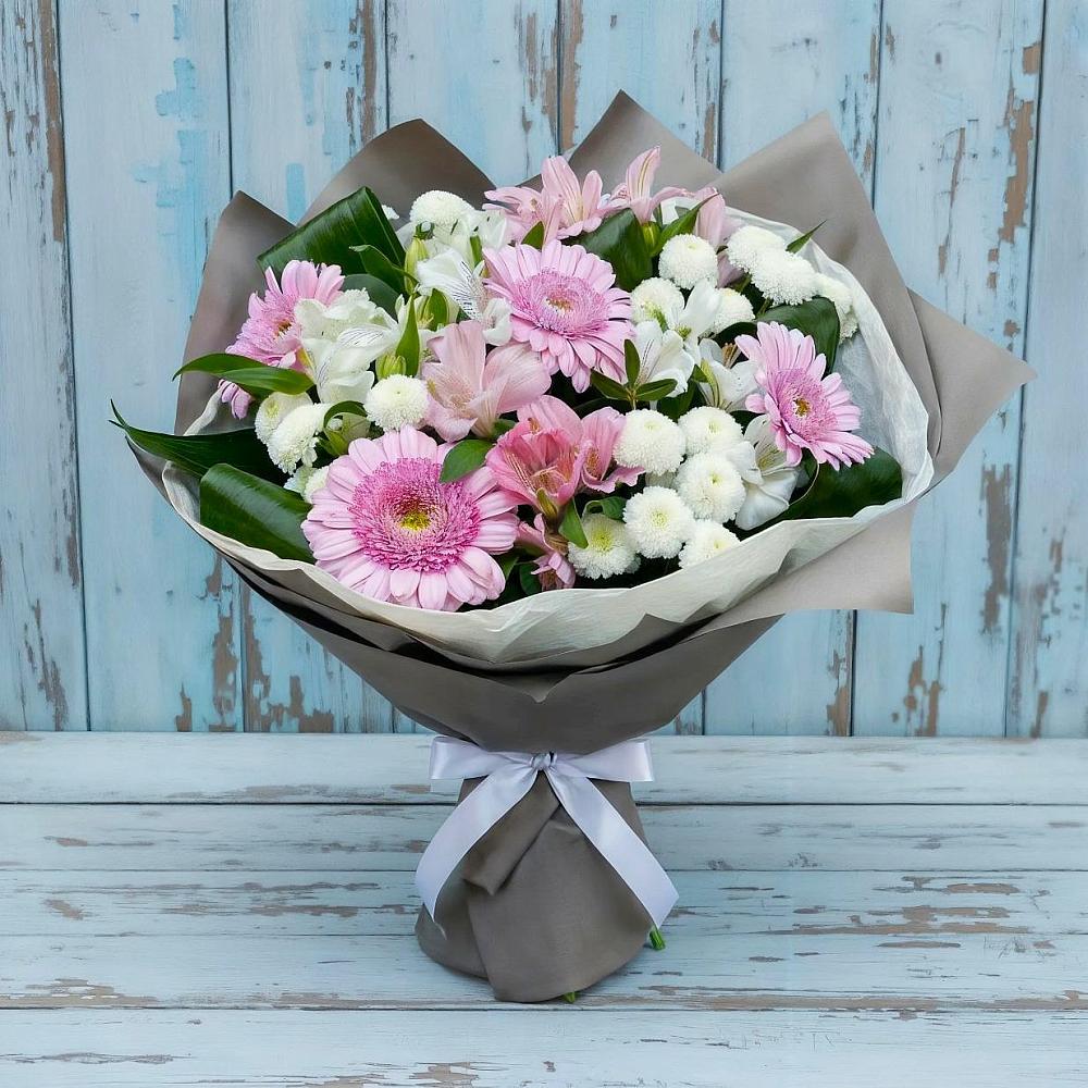 Букет цветов из: Герберы, Альстромерии и Хризантемы в Топчихе