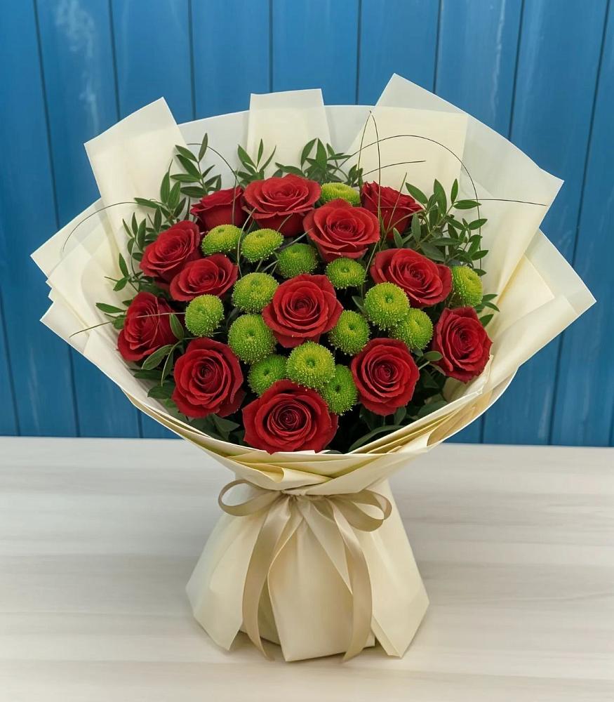 Букет цветов из: Розы и Хризантемы в Топчихе